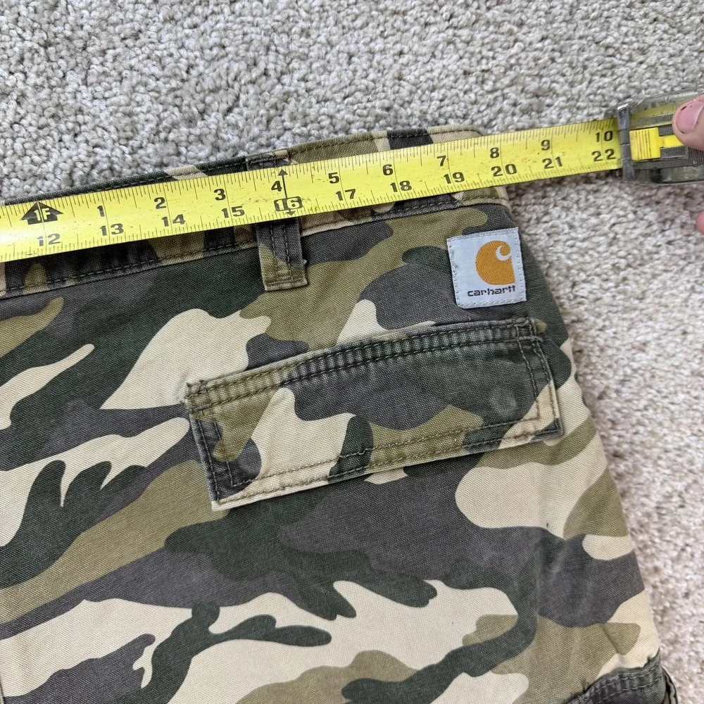 Carhartt Cargo Shorts Mens 42 Green Camo Cotton Canvas Relaxed Fit Workwear